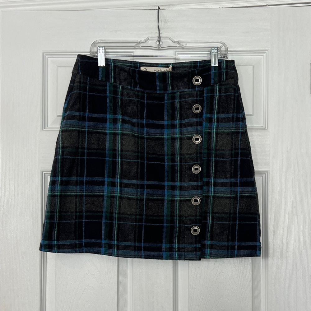 Aventura Black and Blue Plaid Mini Skirt